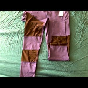 Women's Lavender and Olive Colorblock Leggings